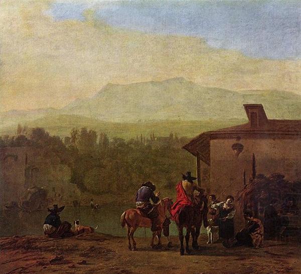 Karel Dujardin Rast vor einem italienischen Wirtshaus china oil painting image